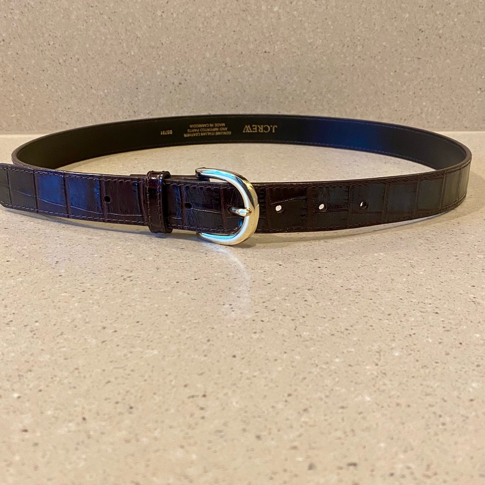 Brown Crocodile Embossed Belt with Gold Buckle